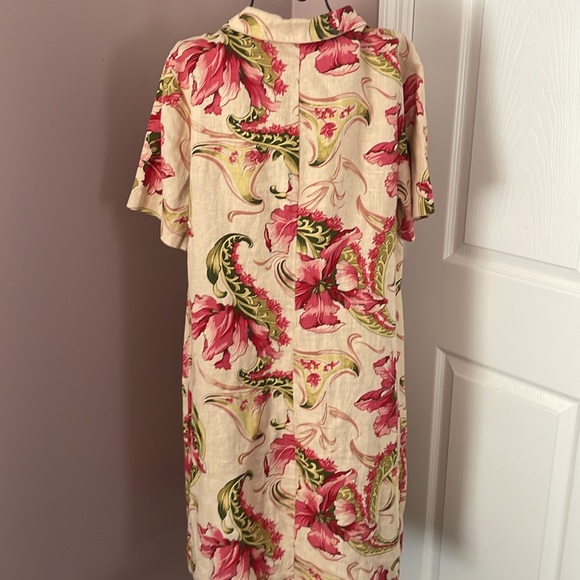 Vtg  Match Button Front Linen Maxi Dress USA Floral Lagenlook - Picture 4 of 8